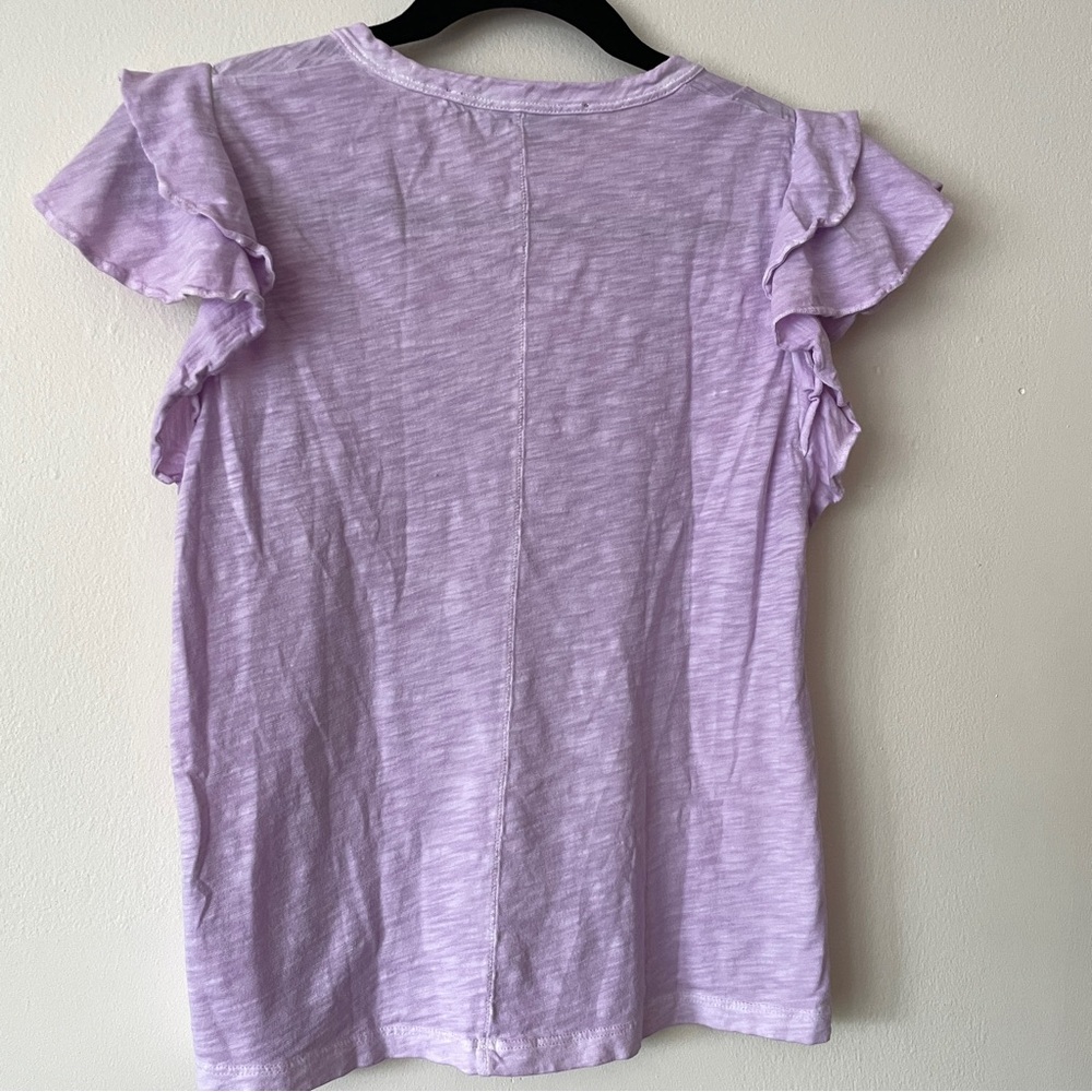 Veronica Beard Akeela ruffled pima cotton short sleeve flutter t-shirt Size XS - Picture 12 of 14